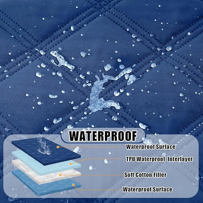 Smiry Waterproof Dog Bed Cover Blanket 82x102, Soft Reversible Pet Blanket, Washable Leakproof Cats Dogs Couch Cover for Sofa, Couch, Furniture, Navy/Blue