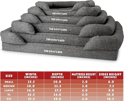 The Dog’s Bed Orthopedic Memory Foam Dog Bed with Bolsters, Linen Fabric, Grey Linen, XL