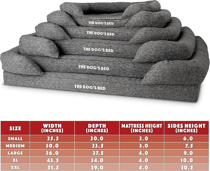 The Dog’s Bed Orthopedic Memory Foam Dog Bed with Bolsters, Linen Fabric, Grey Linen, L