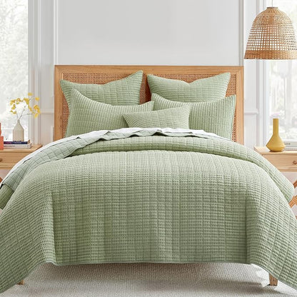Levtex Home - Mills Waffle - Decorative Pillow - Poly Filled - Desert Sage - Sham Size (20 x 20in.)