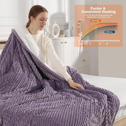 Electric Blanket Queen Heated Blanket Queen Size 84"x90" Dual Control Electric Blanket, 5 Heat Settings & 10 Hour Auto Off with FCC/ETL Certified, Overheat Protection & Machine Washable, Lavender