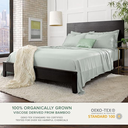 Pure Bamboo King Sheets, Genuine 100% Organic Viscose Derived from Bamboo Bed Sheet Set, Luxuriously Soft & Cooling, Double Stitching, 2 Year Quality Promise (King, Sea Glass) (Pack of 2)
