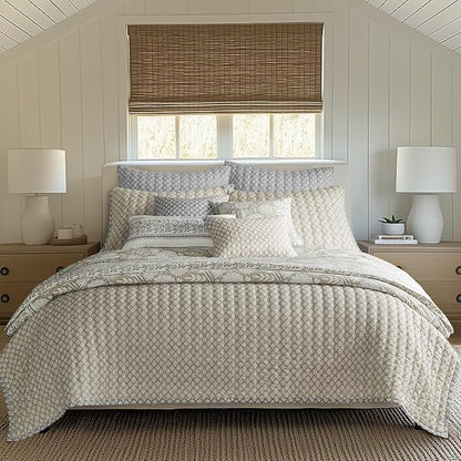 Levtex Home - Aditya Taupe Quilt Set - Twin Quilt and One Standard Sham - Bordered Medallion - Grey White Taupe - Quilt (68x86in.) and Sham (20x26in.) - Reversible - Cotton