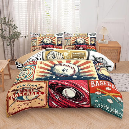 Tailor Shop Baseball Boys Comforter Sets King Size,Cat Baseball Sets for Boys Kids Teens with 2 Pillowcase……