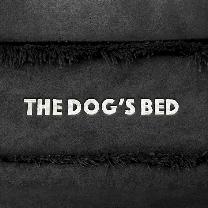 The Dog’s Bed Orthopedic Memory Foam Dog Bed with Bolsters, Fur Fabric, Black Fur, M