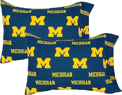 College Covers Everything Comfy Michigan Wolverines Pillowcase Pair, Standard, 20" x 30", Includes 2 Pillowcases