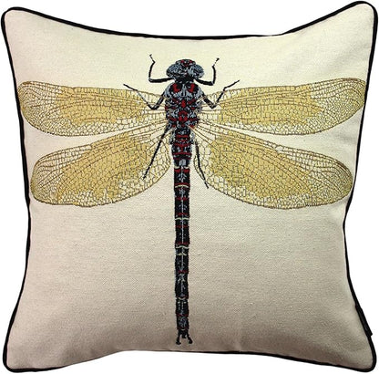 McAlister Textiles Decorative Tapestry Throw Pillow Cover Scatter Cushion with Dragonfly Tapestry Design for Lounge, Bedroom & Garden 17x17 Inches Bugs Life Range