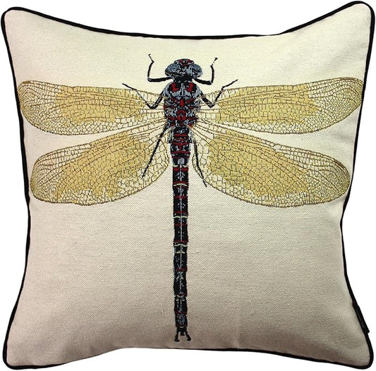 McAlister Textiles Decorative Tapestry Throw Pillow Cover Scatter Cushion with Dragonfly Tapestry Design for Lounge, Bedroom & Garden 17x17 Inches Bugs Life Range