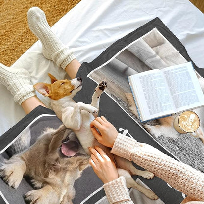 Personalized Pet Memorial Gifts, Custom Dog Blanket with Photos and Name, Personalized Pets Blankets with Picture, Puppy Bereavement/Passing Away Gifts
