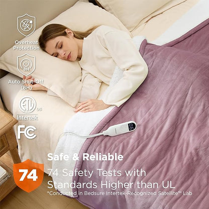 Bedsure Electric Blanket Full Size - Soft Flannel Heated Blanket, Fast Heating with 10 Time Settings & 6 Heat Settings, Warm Gifts for Women Grandma (72x84 inches, Pink)
