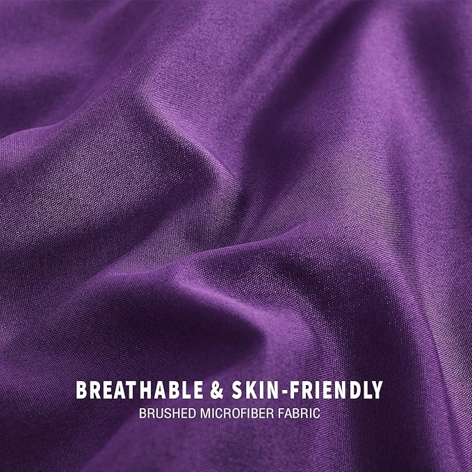 Exclusivo Mezcla Lightweight Reversible Full Queen Size Comforter Set, Down Alternative Comforter with 2 Pillow Sham, Full Queen Size Bedding Set for All Seasons, Deep Purple/Lilac