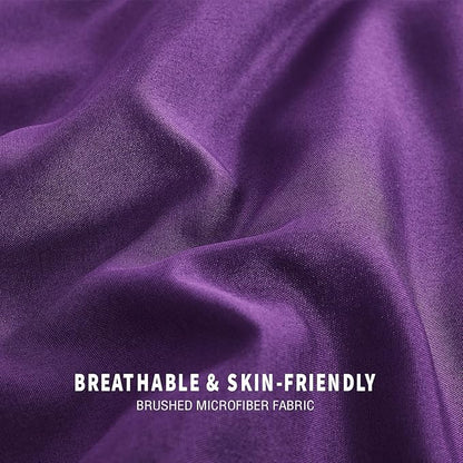 Exclusivo Mezcla Lightweight Reversible Full Queen Size Comforter Set, Down Alternative Comforter with 2 Pillow Sham, Full Queen Size Bedding Set for All Seasons, Deep Purple/Lilac