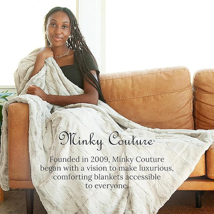 Minky Couture Sorbet Blanket - Ultra-Soft Throw for Silky Smooth Comfort - Premium Decorative Throw Blanket - Midweight, Breathable Fabric - Machine Washable Adult, Tranquil Dove