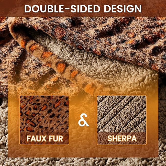 Bearhug Electric Blanket Queen Size, 84" x 90" Heated Blanket Dual Controllers, Faux Fur & Sherpa, 10 Heating Levels & 1-12H Auto Off, Over-Heat Protect, ETL, Machine Washable