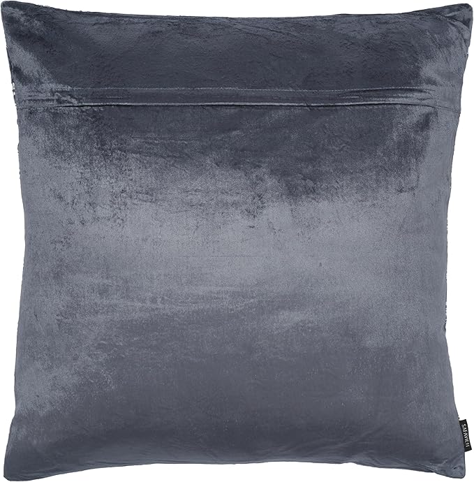 SAFAVIEH Home Collection Edmee Glam Metallic Midnight Blue/Silver 18-inch Square Pillow with Insert