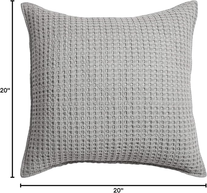 Levtex Home - Mills Waffle - Decorative Pillow - Poly Filled - Grey - Sham Size (20 x 20in.)