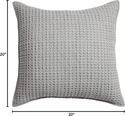 Levtex Home - Mills Waffle - Decorative Pillow - Poly Filled - Grey - Sham Size (20 x 20in.)