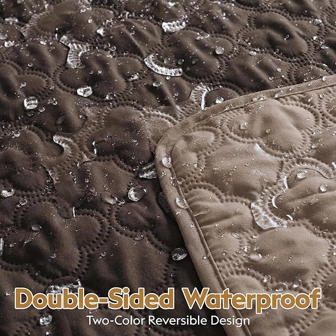 Waterproof Dog Blanket, Couch Cover for Dogs Washable, Reversible Dog Bed Cover, Couch Furniture Protector. (Dark＆Light Brown, 82 X 120 Inch - 1 Pack)