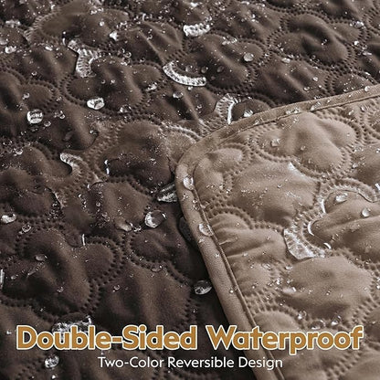 Waterproof Dog Blanket, Couch Cover for Dogs Washable, Reversible Dog Bed Cover, Couch Furniture Protector. (Dark＆Light Brown, 68 X 82 Inch - 1 Pack)