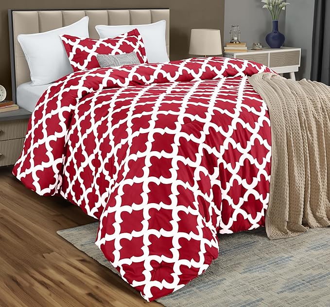 Twin Comforter Set 2 Piece Red by Utopia Bedding, Printed Comforters Twin Size, Bedding Comforters Sets, Down Alternative Soft Bed Set, 1 Comforter (64 x 88 inches) 1 Pillow Shams (20 x 26 inches)