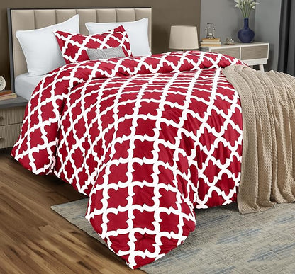 Twin Comforter Set 2 Piece Red by Utopia Bedding, Printed Comforters Twin Size, Bedding Comforters Sets, Down Alternative Soft Bed Set, 1 Comforter (64 x 88 inches) 1 Pillow Shams (20 x 26 inches)