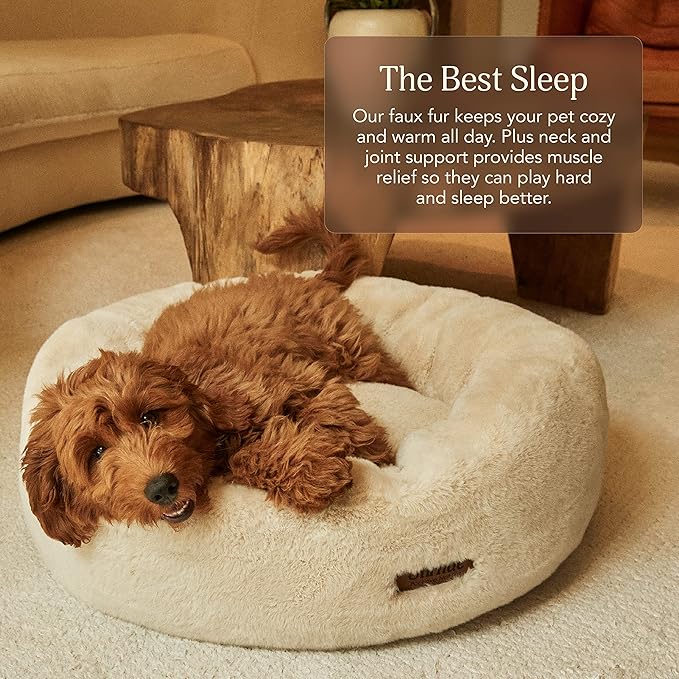 UnHide Floof Pet Bed - Medium (28" x 10") - Extra Soft Dog Bed - Removable Faux Fur Cover - Machine Washable - Helps Ease Pet Anxiety & Provides The Perfect Sleep - Pink
