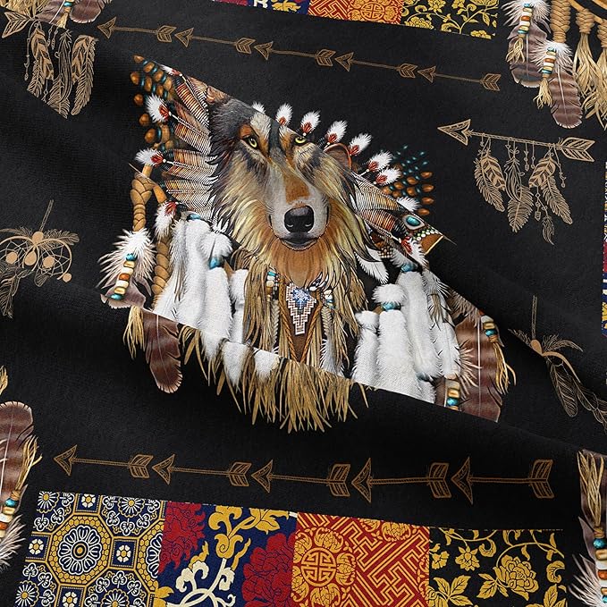 Tailor Shop Wolf Bedding Set for Boys Kids Bohemian Comforter Sets King Size Wildlife Hunting Wolf Bed Set with 2 Pillowcases…