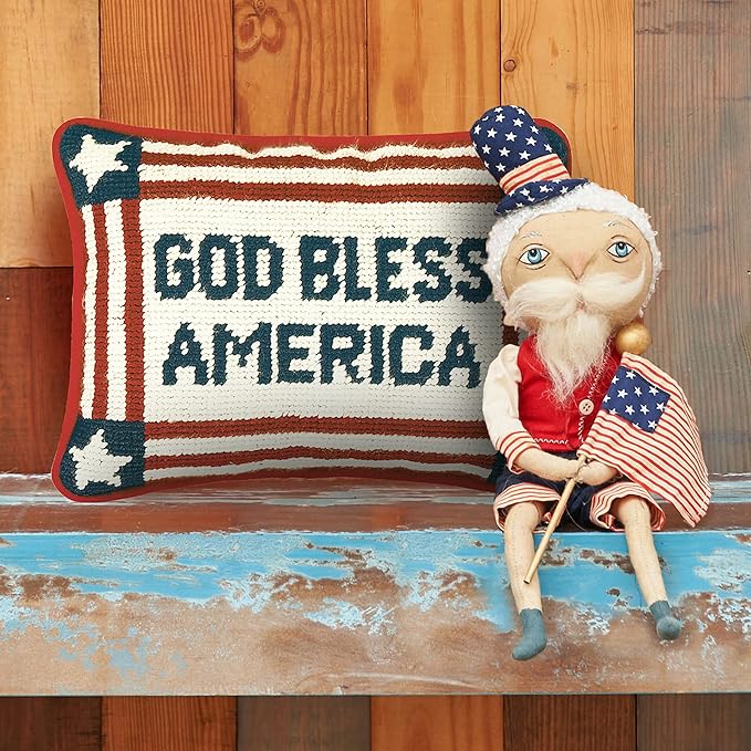 C&F Home Patriotic God Bless America Needlepoint Small Petite Mini Accent Pillow 6.5" x 9" Americana 4th of July Liberty USA Home Living Room Sofa Chair Couch Bed Bedroom Decor Decoration 6.5" x 9"