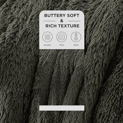 Bedsure GentleSoft Fluffy Olive Green Throw Blanket, Moss Green Decor Cozy Gifts for Women, Men, Soft Fleece Fuzzy Sherpa Plush Warm Thick Faux Fur Throw Blanket for Couch, House, 50x60