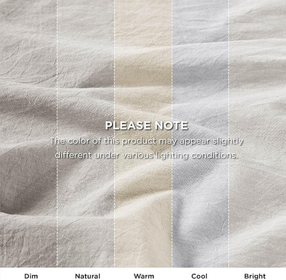 Bedsure 5 Pieces Cotton Comforter Set with Waffle Throw Blanket - Soft Breathable Bedding Set for All Seasons, Beige Comforter King Size, Pillow Shams, White 100% Cotton Blanket, Throw Pillow