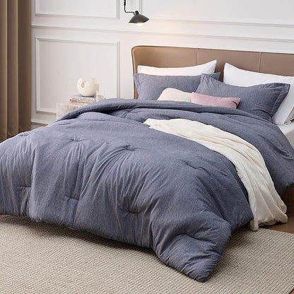Bedsure California King Comforter Set - Denim Grey Soft Bedding for All Seasons, Cationic Dyed Bed Set, 3 Pieces, 1 California King Size Comforter (104"x96") and 2 Pillow Shams (20"x36"+2")