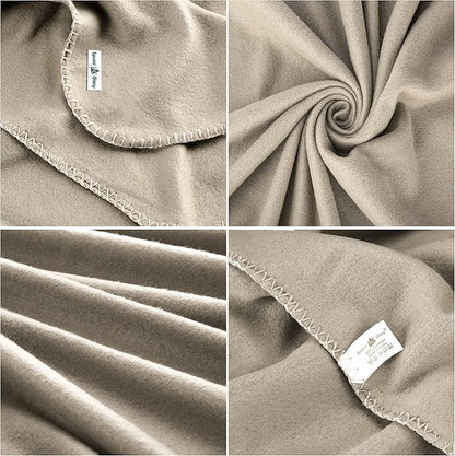 Fleece Throw Blanket Bulk Fleece Blankets Solid Lightweight Warm Soft Cozy Pet-Friendly for Home Bed Sofa Couch Dorm Office Wedding Gifts Travel Airplane for Seasons (Beige, Pack of 6-50x60 Inches)