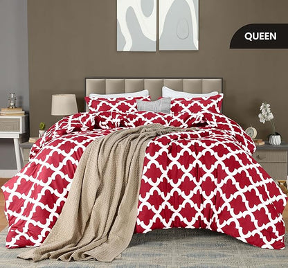 Queen Comforter Set 3 Piece Red by Utopia Bedding, Printed Comforters Queen Size, Bedding Comforters Sets, Down Alternative Soft Bed Set, 1 Comforter (88 x 88 inches) 2 Pillow Shams (20 x 26 inches)