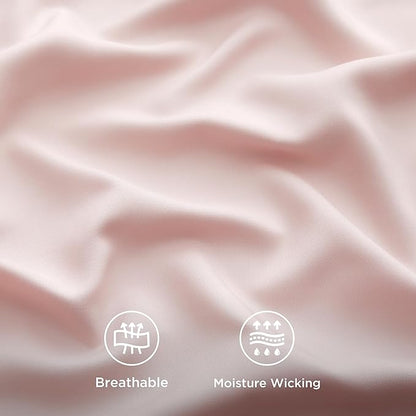 Bedsure Full Size Bed Sheets, Cooling Sheets, Rayon Derived from Bamboo, Breathable & Soft, Deep Pocket Up to 16 Inches, Hotel Luxury Silky Bedding for Hot Sleepers, Pink