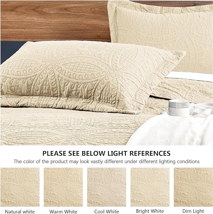 Love's cabin California King Size Quilt Bedding Set Camel Bedspreads - Cal King Summer Lightweight Bedspread Comforter - Coin Pattern Coverlet for All Season - 3 Pieces (1 Quilt, 2 Pillow Shams)
