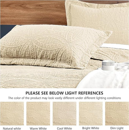 Love's cabin Quilts for Queen Bed Camel Bedspreads - Soft Bed Fall Lightweight Bedspread Comforter - Modern Style Coin Pattern Coverlet for All Season - 3 Pieces (1 Quilt, 2 Pillow Shams)
