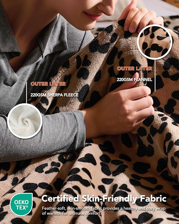 Homemate Electric Heated Blanket King Size - 100"x90" Heating Blanket King Size Dual Control 1/2/4/6/8 Hours Auto-Off 10 Heat Level Over-Heat Protection Flannel Sherpa ETL Certification