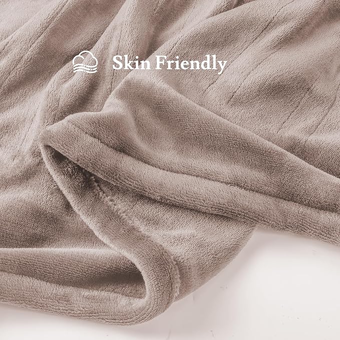 Electric Heated Blanket 72"x84" Full Size Flannel Fleece - 4 Heat Settings & 10H Auto Shut Off for Safe Overnight Use, Fast Heating, Machine Washable for Bed, Couch, Office - Brown