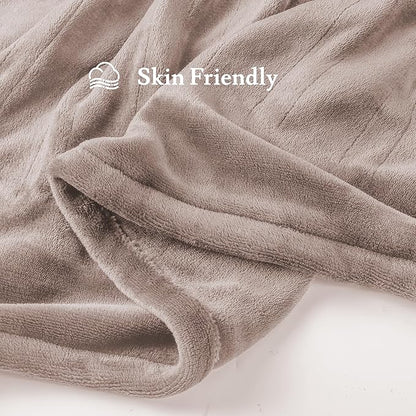 Electric Heated Blanket 72"x84" Full Size Flannel Fleece - 4 Heat Settings & 10H Auto Shut Off for Safe Overnight Use, Fast Heating, Machine Washable for Bed, Couch, Office - Brown