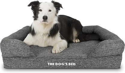 The Dog’s Bed Orthopedic Memory Foam Dog Bed with Bolsters, Linen Fabric, Grey Linen, L