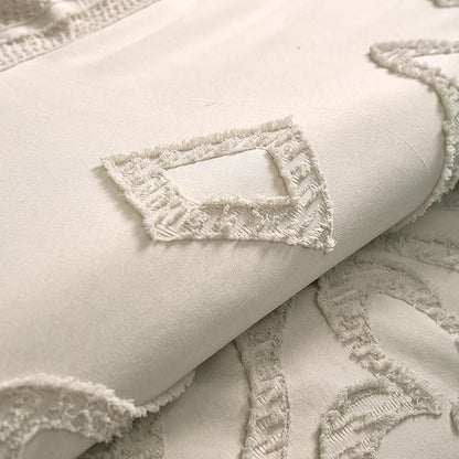 Boho King Size Comforter Set Beige 3 Pieces Tufted Tassel King Comforter Set Prime Lightweight Down Comforter King Size Beige Farmhouse Boho Bedding Shabby Chic Fluffy Comforter Bed Set Gift Choice