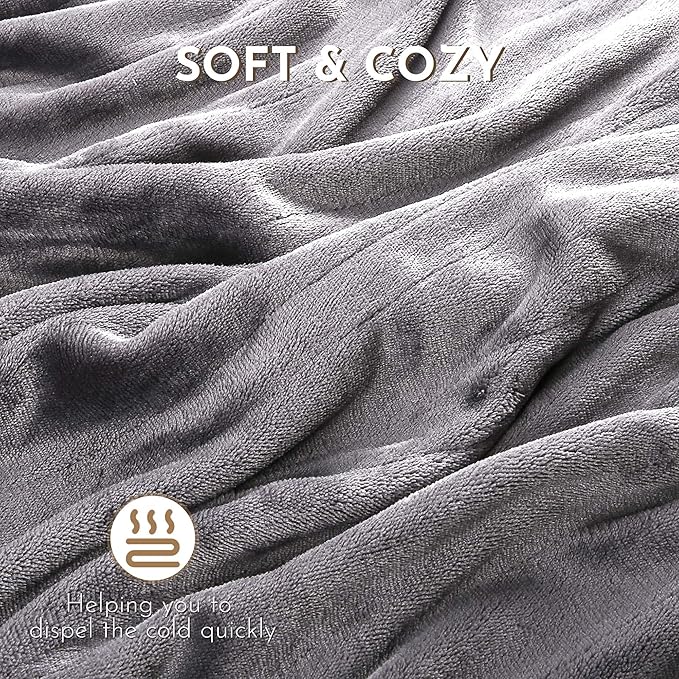 Electric Heated Blanket 72"x84" Full Size Flannel Heated Blanket, Cozy & Warm for All Night, 4 Heat Settings & 10 Hours Auto Off, Machine Washable,Light Grey