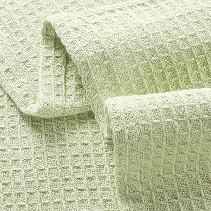 Glamburg 100% Cotton Thermal Twin Blanket, Breathable Waffle Blanket, All Season Sage Green