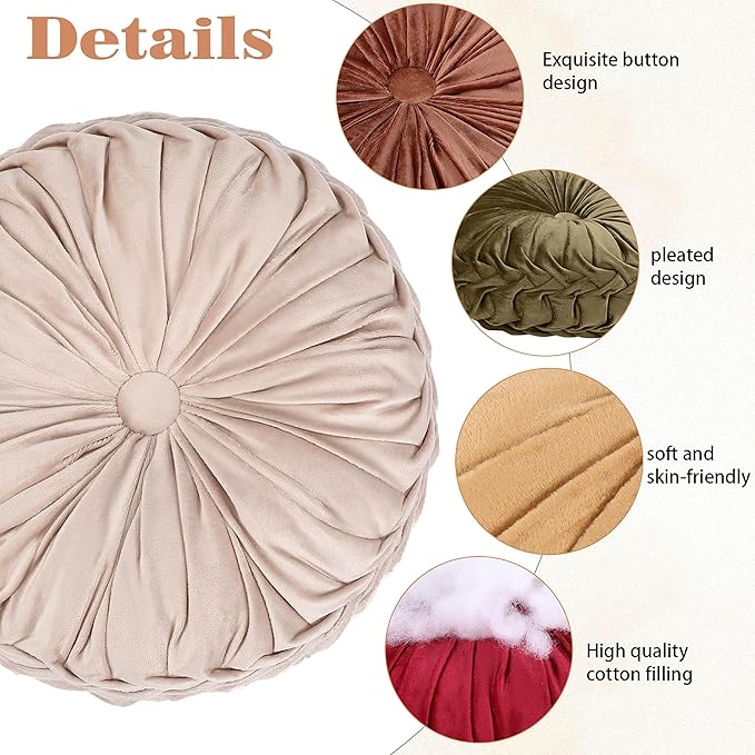 Yerliker 6 Pcs Floor Pillow Cushions 15inch Round Velvet Throw Pillows Colorful Flexible Cushions Alternative Pillows for Couch Chair Living Room Bedroom Home Office Decor(Fall Color)