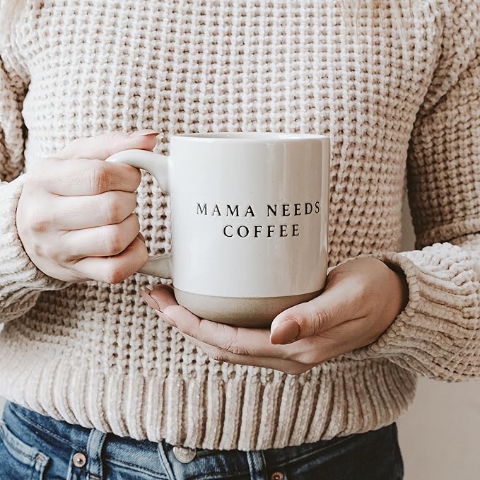 Sweet Water Decor Mama Needs Coffee Stoneware Coffee Mugs - 14Oz Cute Coffee Mugs for Hot & Cold Drinks - Dishwasher & Microwave Safe - Mothers Day Gift - Ideal Tea & Espresso Mugs