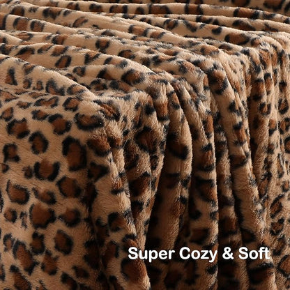 Electric Heated Blanket Twin Size 62"x84", Fast Heating, Soft Plush Microplush for Bed & Sofa, 1-10Hs Auto Off & 6 Heating Levels, Machine Washable, Gifts for Family-Brown Leopard Print