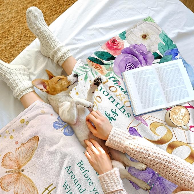 ZWERIVP 90th Birthday Gifts for Women, Best 90 Year Old Woman Birthday Present, Women 90th Bday Gift Ideas, 1936 Woman Present, Happy 90 Bday Decorations for Female Throw Blanket 50"X60"