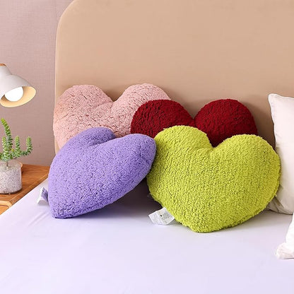 EVOLIVE Heart Pillow, Love Pillow Gifts, 15X17 Inch Large Heart Shaped Pillows, Sherpa Material Room Decor Throw Pillows, Living, Bedroom, Indoor Outdoor (Lime)