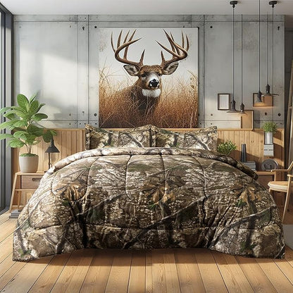 VISI-ONE Realtree APX Camo Full 3 Piece Comforter Set – All-Season Lightweight Microfiber Rustic Western Style Bedding for Hunters, Outdoor & Nature Lovers, Ideal for Cabin, Lodge, Mancave, Camp