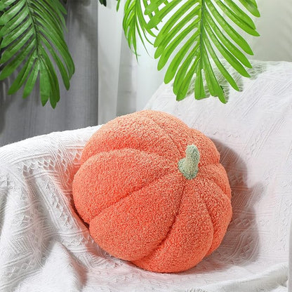 Queekay 2 Pcs Pumpkin Pillow Plush 11 x 9.5 Inch Thanksgiving Stuffed Pumpkin Decor for Fall Home Bedroom Throw Pillow Cushion Gifts for Holiday Operation Christmas Halloween Car Sofa(Orange)